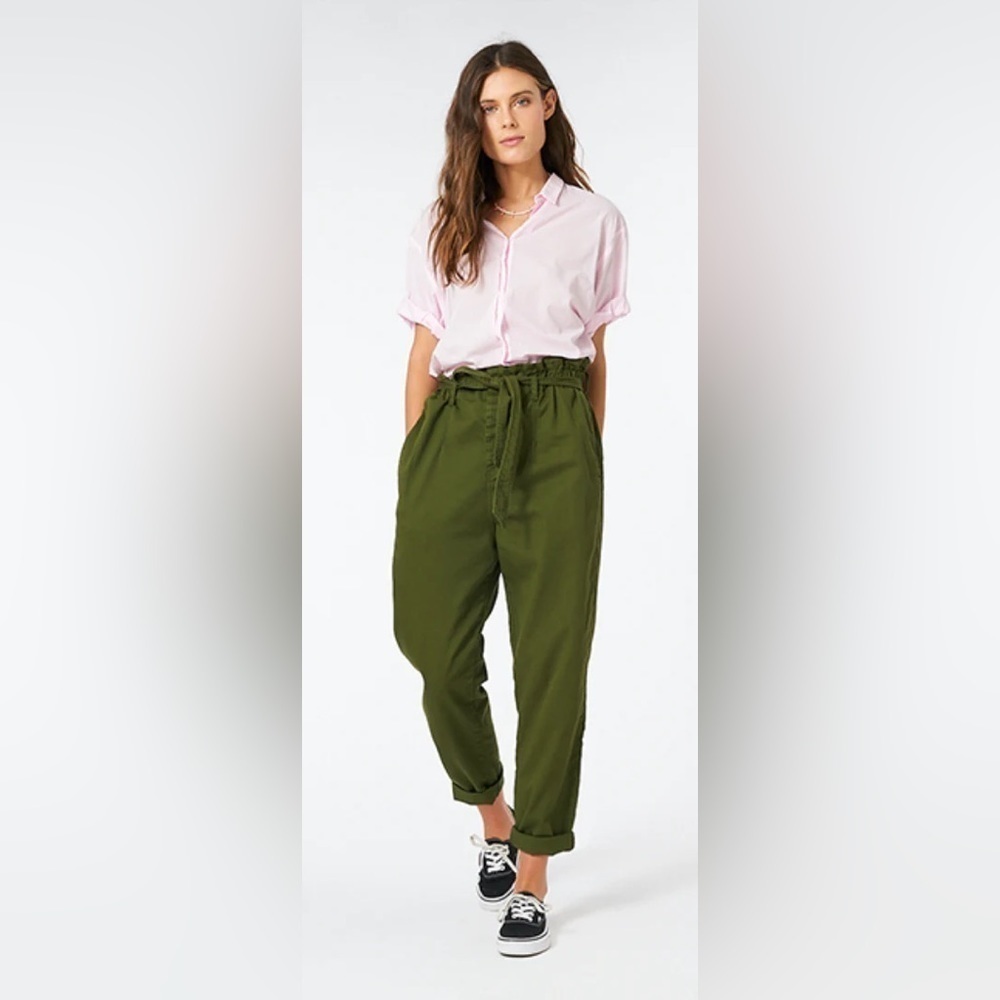 Xirena | Tyese Tapered Pants Olive Green Belted Pants Cotton Twill‎ Size Small